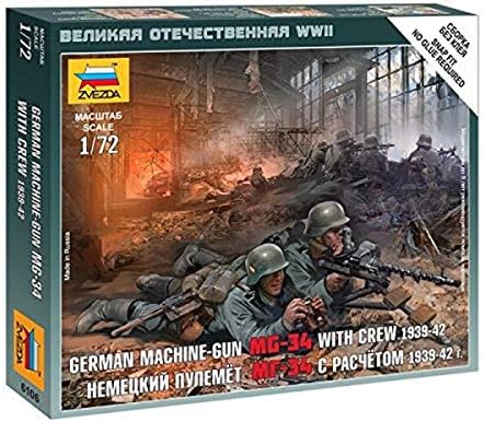 Zvezda Models 1/72 German Machine Gun Crew Eastern Front 1941 (Snap Kit) Zvezda