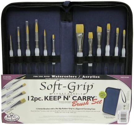 Royal & Langnickel Keep n Carry Artist Soft Grip Brush Set with Zippered Case Royal & Langnickel