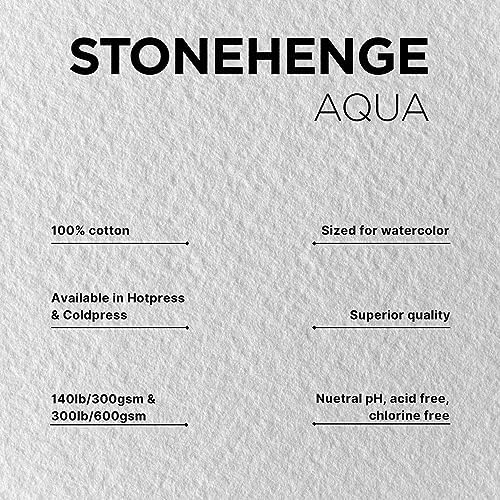 White Heavy Weight Mini Pad, 300lb, Coldpress, 2.5 x 3.75 Inches, 5 Sheets for Wet and Dry Media Stonehenge Aqua