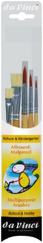 da Vinci Student Series 4211 School and Kindergarten Paint Brush Set, Synthetic and Hog Bristle with Lacquered Handle, 5 Brushes Da Vinci Brushes