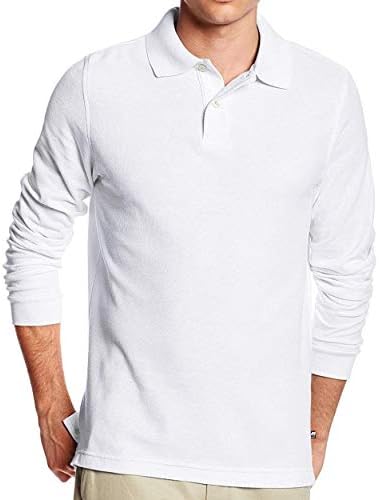 Lee mens Modern Fit Long Sleeve polo shirts, White, Large US Lee