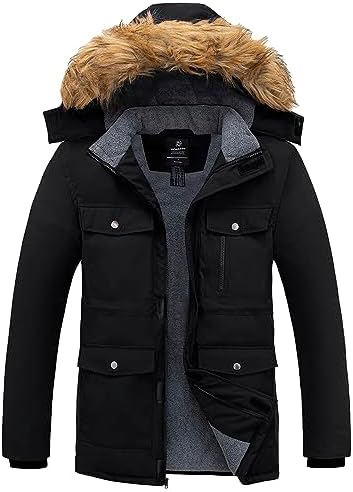 wantdo Men's Thicken Winter Coat Warm Parka Jacket Puffer Jacket with Hood Wantdo