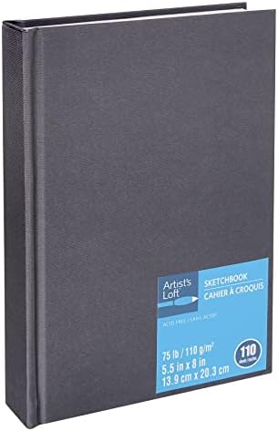 Black Hardcover Sketchbook by Artist's Loft - Acid Free and Smudge Resistant Paper, Sketch Pad for Drawing, Journaling, Sketching, Writing - 1 Pack Artist's Loft