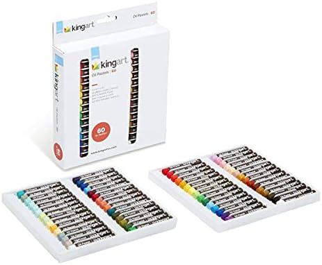 KINGART 178-60 Studio OIL PASTELS, Set of 60 Round Sticks (2.3" x 0.3"), Smooth, Vibrant Colors for Paper, Canvas, Wood, Non-Toxic, 60 Colors Kingart