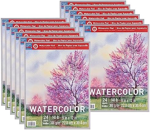 12 Pack: Watercolor Pad by Artist's Loft™, 9”; x 12”; Artist's Loft