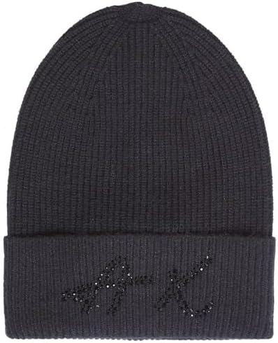 A | X ARMANI EXCHANGE Women's Signature Logo Sparkly Beanie Hat, Nero A｜X Armani Exchange