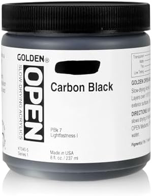 Golden - OPEN Acrylic Color - 8 oz. Jar - Carbon Black GOLDEN