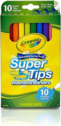 Washable Super Tips Markers, Assorted, 10/Pack Crayola