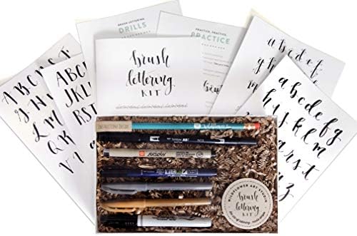 Wildflower Art Studio Brush Lettering Calligraphy Kit • Award-Winning Starter Set for Beginners • Includes Instruction Book, Tracing Pad & Supplies • Gift Set - Kids, Teens, Adults Wildflower Art Studio