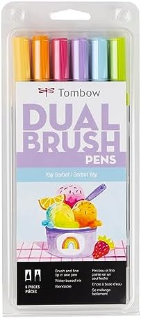 Tombow Dual Brush Pen Set, Yay Sorbet 6 Tombow