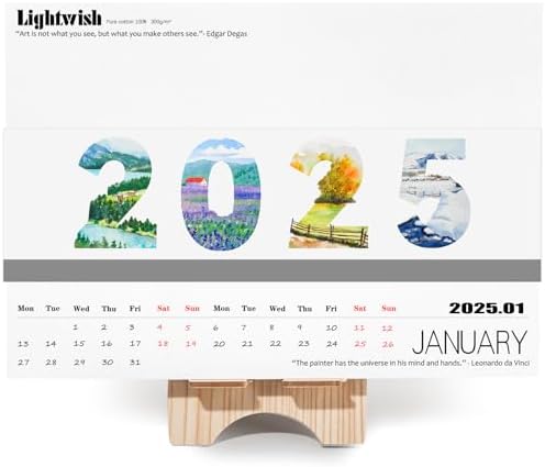 Календари для акварельного творчества LIGHTWISH 2025, 12 листов, 300г/м², 100% хлопок, без кислоты LIGHTWISH