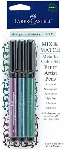 Faber-Castell Metallic PITT Artist Pens - 3 Colored Metallic Colors - Smooth Bullet Nibs (Colored Metallic) Faber-Castell