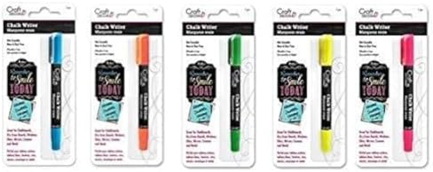 Craft Decor Chalk Writer Bundles (Pen for Writing Glass Windows/Mirror/Windshield) (Blue-Orange-Green-Yellow-Pink) Chalk Decor