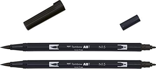 Tombow Abt Dual Brush Pen N15 Black Pack of 2 Tombow