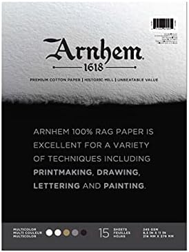 Speedball Arnhem 1618 Printmaking Paper Pad 8.5x11 Inches, Assorted Colors, 15-Sheets Speedball