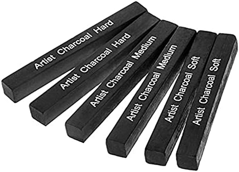 Artist Compressed Charcoal Stick Assorted Soft Medium Hard Artist Charcoal Medium for Drawing Sketching Shading, Art Supplies Sketch Kits Tools Pack of 6 IEasey