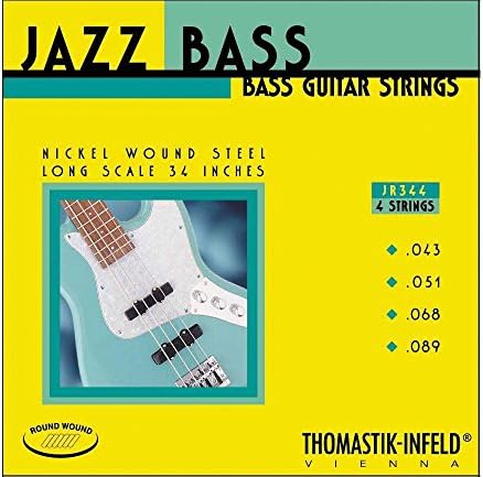 Струны для электрического баса Thomastik-Infeld: Jazz Round Wound, 4 шт., чистый никель, длина 34 дюйма Thomastik