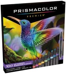 Набор маркеров Prismacolor Premier 10 шт с двойной насадкой: тонкая и скошенная, яркие цвета Prismacolor