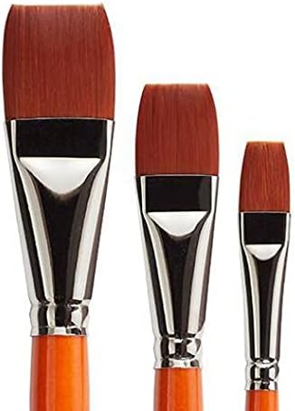 KINGART Radiant 6550 Wash Series Premium Golden Synthetic Brushes for Acrylic, Oil and Watercolor, Set of 3 (Sizes: 1/2, 3/4 & 1) Kingart