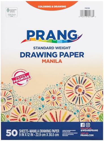 Prang (Formerly Art Street) Drawing Paper, Manila, Standard Weight, 9" x 12", 50 Sheets Prang