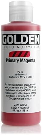 Golden Fluid Acrylic, 4 ounce bottle, Primary Magenta (2421-4) GOLDEN