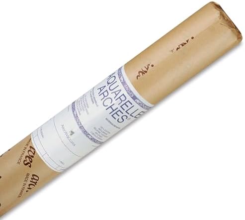 Arches Watercolor Paper Roll 51in x 10yd Natural White 100% Cotton Paper - 156lb Hot Press Watercolor Paper Roll - Arches Art Paper for Watercolor Gouache Ink Acrylic and More Arches