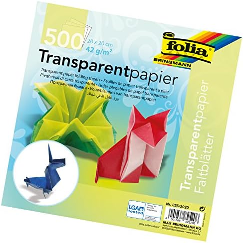 Folia Semi-Transparent Origami Paper 8-Inch-by-8-Inch Bulk Pack 500 Sheets Speedball