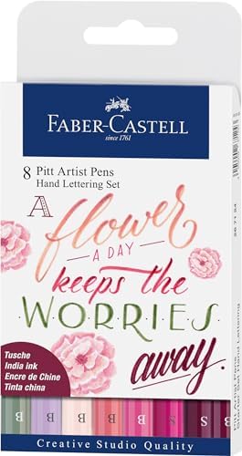 Faber-Castell Pitt Artist Pen Hand Lettering For Beginners Set - Hand Lettering 101 with 7 Pitt Lettering Pens Faber-Castell