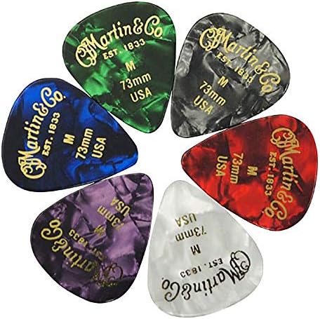 Pack of 6 Medium Plectrums - Assorted Colours Martin