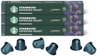 Starbucks by Nespresso Coffee ESPRESSO ROAST (Caramelly Notes Dark Roast) 30 Pods Capsules 3 Sleeve Starbucks