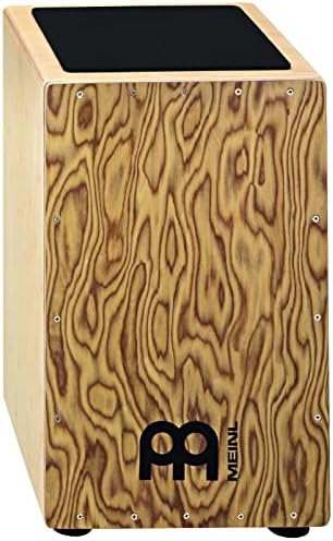 Meinl Cajon Box Drum with Internal Metal Strings for Adjustable Snare Effect – NOT MADE IN CHINA - Hardwood Full Size with Makah Burl Frontplate, 2-YEAR WARRANTY (CAJ3MB-M) Meinl Percussion