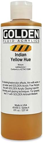 Golden Fluid Acrylic, 8 Ounce Bottle, Indian Yellow Hue (2436-5) GOLDEN