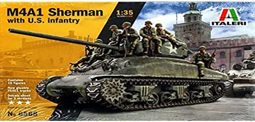 Italeri ITA6568 1:35 M4A1 Sherman with US Infantry Figures [Model Building KIT] Italeri