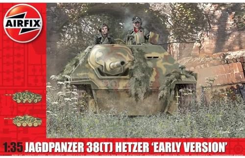 Airfix JagdPanzer 38 Tonne Hetzer Early Version 1:35 WWII Military Tank Plastic Model Kit A1355, Multi Airfix