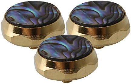 Yibuy 3pcs Trumpets Finger Buttons Alloy Silver with Abalone Shell Inlay Yibuy