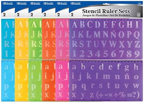 BAZIC 20 mm Transparent Lettering Stencil Ruler Sets, 2 Per Pack (305-24P) Bazic Products