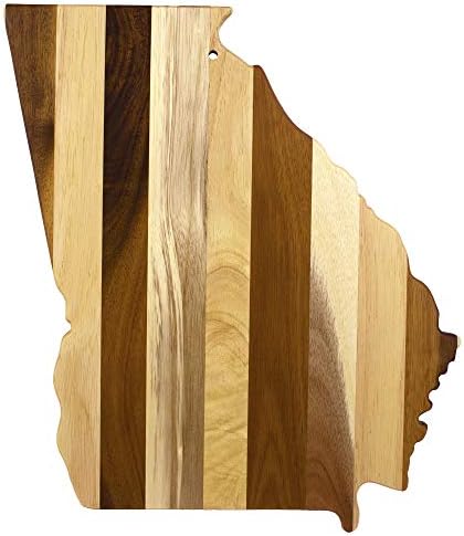 Rock & Branch Shiplap Series Alabama State Shaped Wood Cutting Board and Charcuterie Serving Platter, Includes Hang Tie for Wall Display Totally Bamboo