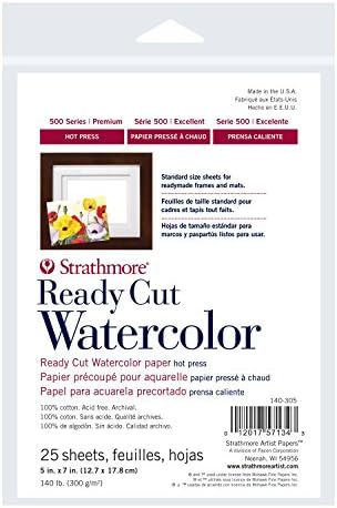 Strathmore Ready Cut Watercolor Sheets - 5'' x 7'', Hot Press, 25 Sheets Strathmore