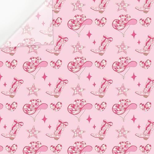 JarThenaAMCS 60 Sheets Western Cowgirl Tissue Paper Pink Cowgirl Hat Boots Wrapping Paper Decorative Art Paper for Birthday Baby Shower Party DIY Crafts, 14 x 20 Inch JarThenaAMCS