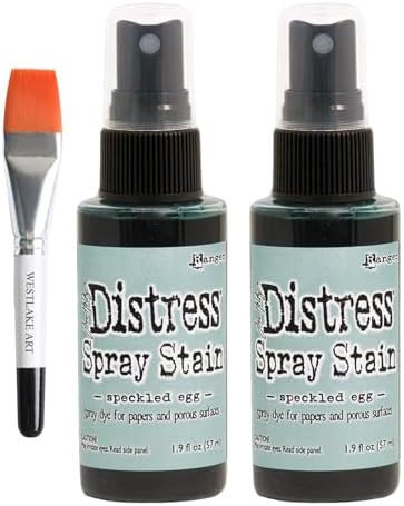 Tim Holtz Speckled Egg Distress Spray Stain, 1.9 Oz | Bundled With Watercolor Paint Brush-Versatile, Non-Toxic For Mixed Media, Art Journals, Scrapbooking (Pack Of 2) Westlake art