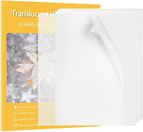 Vellum Paper Translucent Printable 110 Sheets 8.5x11 Inches for Wedding Invitations,Scrapbook Project (8.5x11 Inches, 93GSM/63LBS) Lazydrop