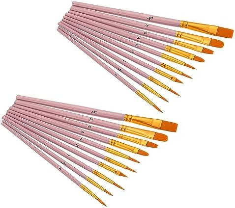 PATIKIL Small Paint Brushes Bulk, 20 Pcs Paint Brushes Set with Flat and Round Pointed for Face Artist Canvas Water Color Craft Small Professional Crafts, Black Patikil