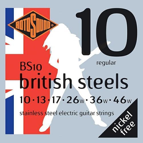 Струны для электрогитары Rotosound BS10 British Steel, набор 10-46 для чистого и яркого звучания ROTOSOUND