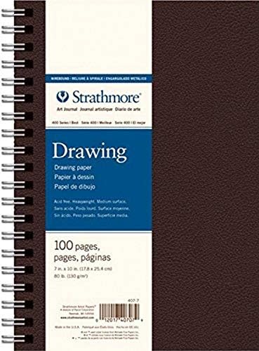 Strathmore 400 Series Art Drawing Journal, 7"x10" Wire Bound, Black, 50 Sheets Strathmore