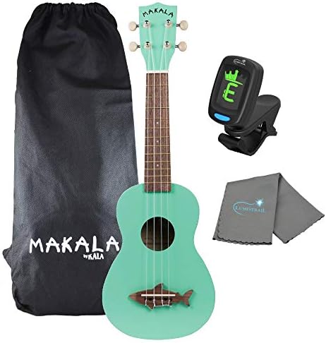 Укулеле Kala Surf Green Soprano Shark, размер сопрано, комплект с тюнером и полировочной тканью Kala