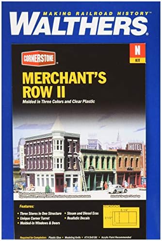 Walthers Cornerstone N Scale Model Merchant's Row Ii Kit, 6-1/4 x 3-1/2" 15.9 x 8.9cm, (933-3224) Walthers Cornerstone