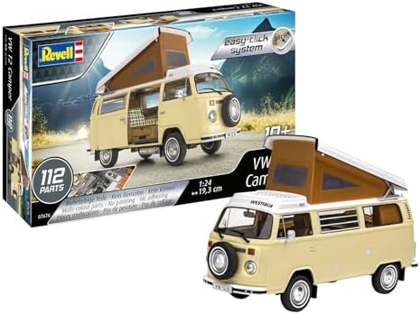 Revell Easy-Click 07676 VW T2 Camper 1:24 Scale Unbuilt/Pre-Coloured/Click-Together (Non-Glue) Plastic Model Kit Revell