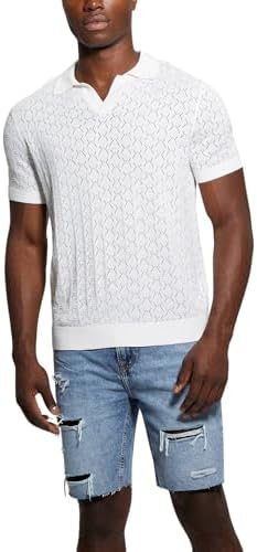 GUESS Men's Eco Short Sleeve Pointelle Stitch Brian Polo Guess