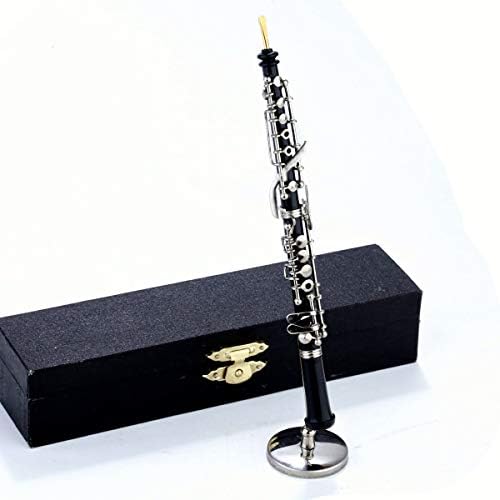 Miniature Oboe with Stand and Case Mini Musical Instrument Oboe Replica Collectible Figurines Model Birthday Home Decoration Display Ornament (2.99") Dselvgvu