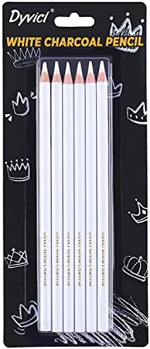 Dyvicl White Charcoal Pencils Drawing Set, 6 Pcs Sketch Highlight Pencil Hard Charcoal White Pencils for Drawing, Sketching, Shading, Blending Dyvicl